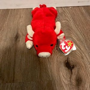Snort  beanie the bull 1995 Ty plush pe pellets